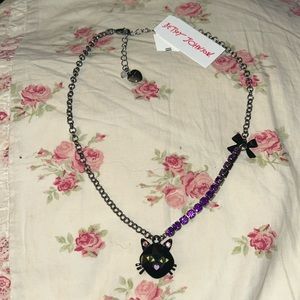 NWT Betsey Johnson black cat necklace new in box.